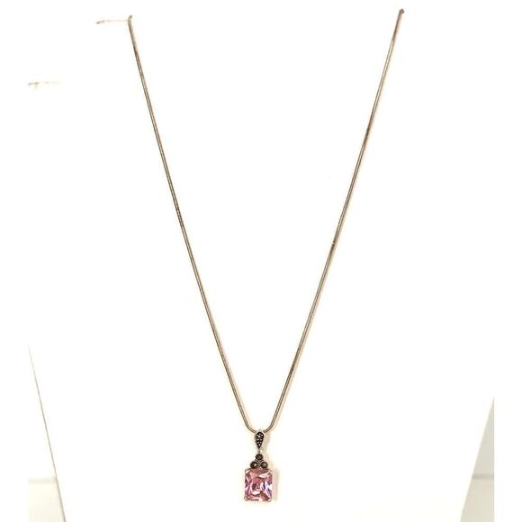 SA# Lovely Sterling 925 Silver & Rose Quart Necklace - Picture 7 of 7